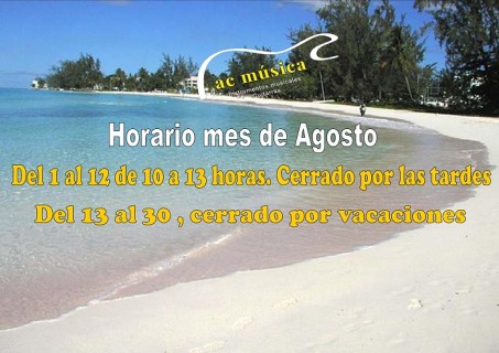 Horario mes de Agosto y vacaciones